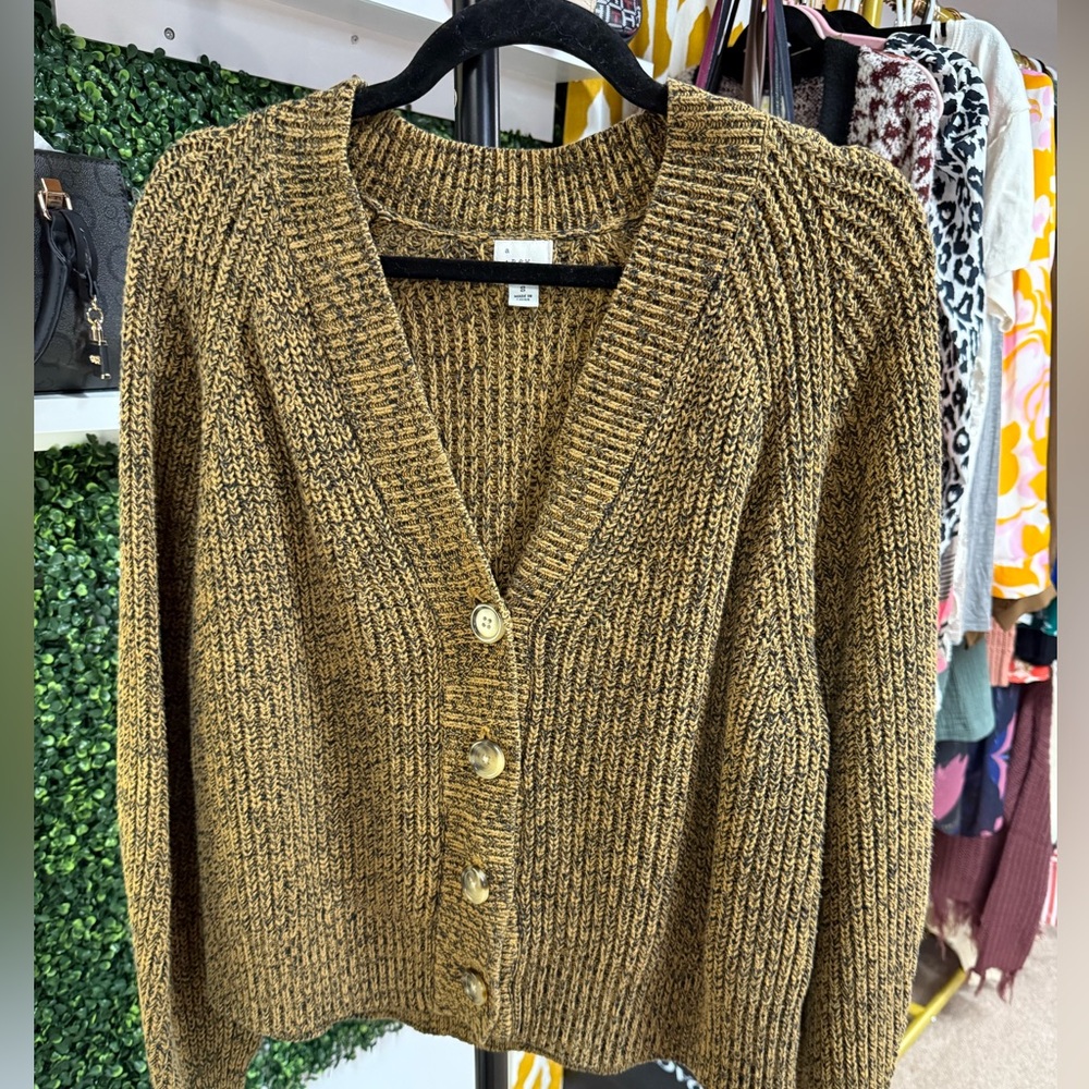 A New Day Textured Knit Cardigan in Brown and Black - Picture 1 of 4